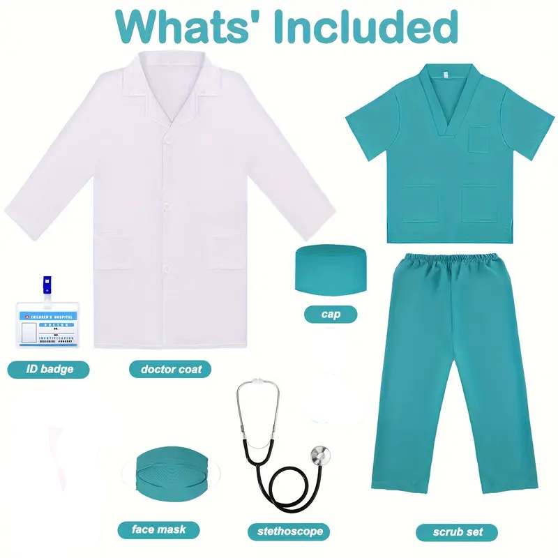 7PCS Kids Doctor Nurse Cosplay - огляд і ціна Medical Lab Coat